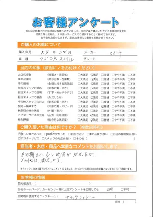 お客様の声 大谷自動車 大阪 和歌山の軽自動車未使用車専門店